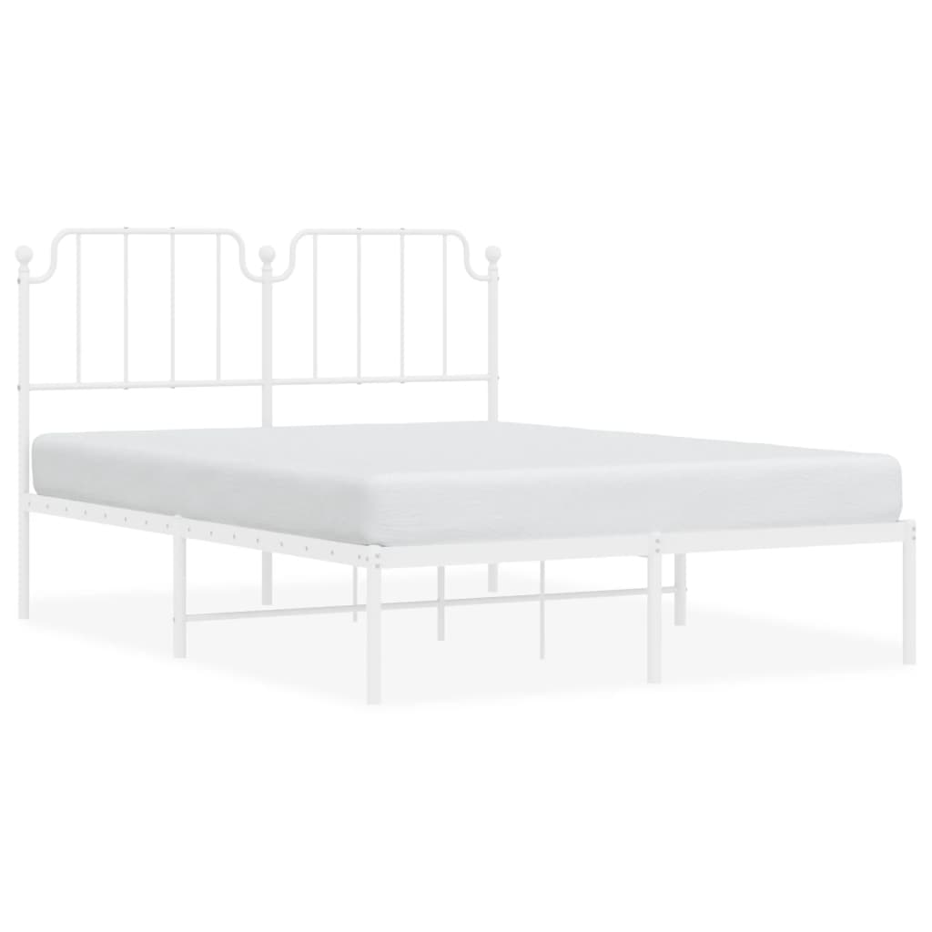 Bedframe Metaal 135 x 190 cm Wit met hoofdbord