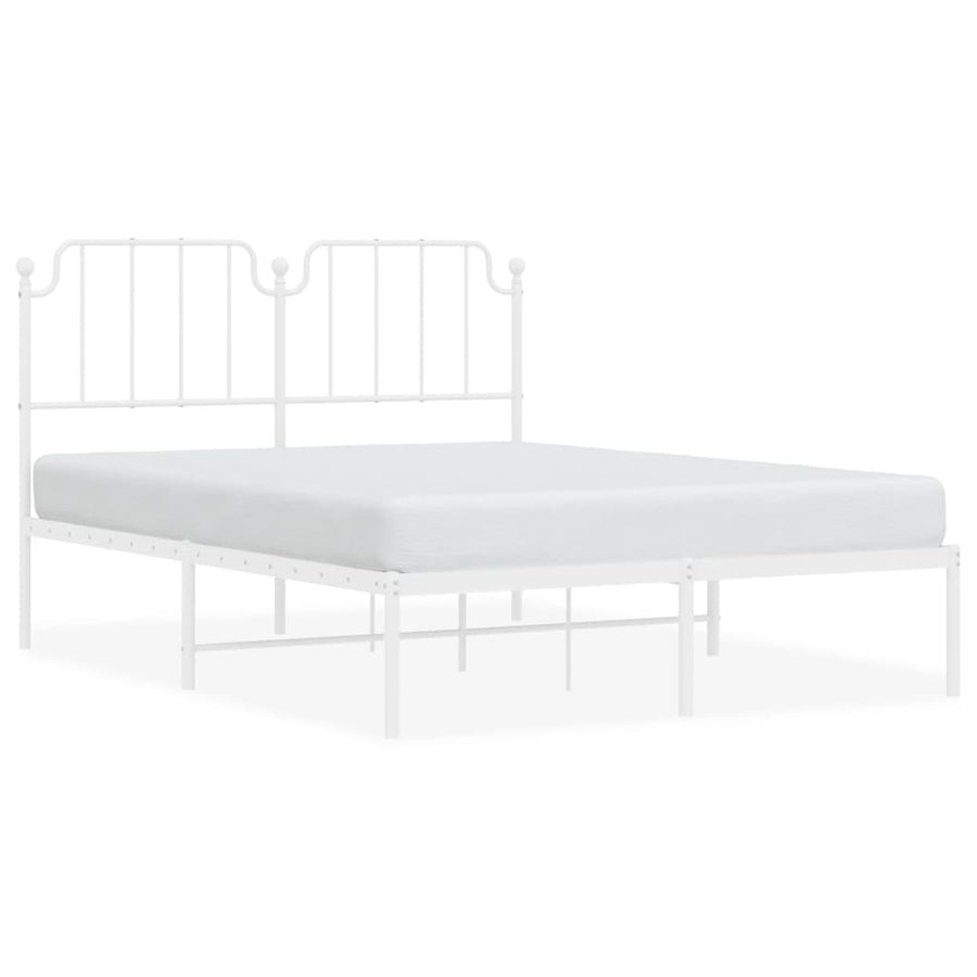 Bedframe Metaal 135 x 190 cm Wit met hoofdbord