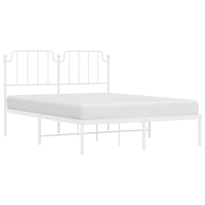 Bedframe Metaal 135 x 190 cm Wit met hoofdbord