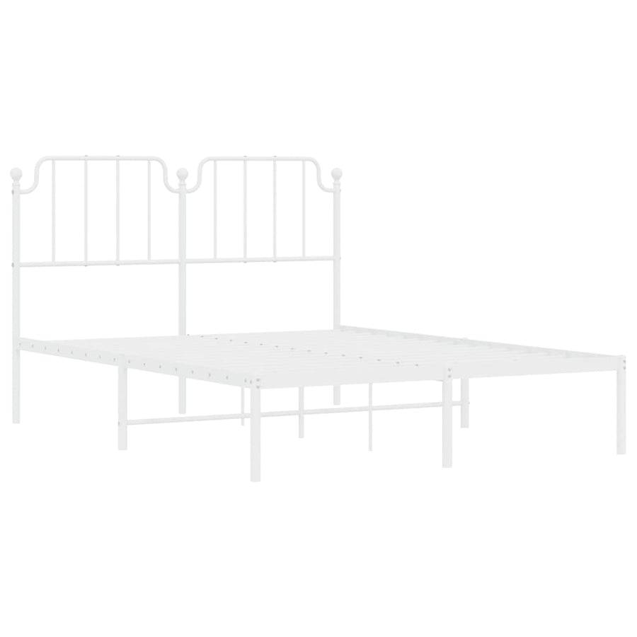 Bedframe Metaal 135 x 190 cm Wit met hoofdbord