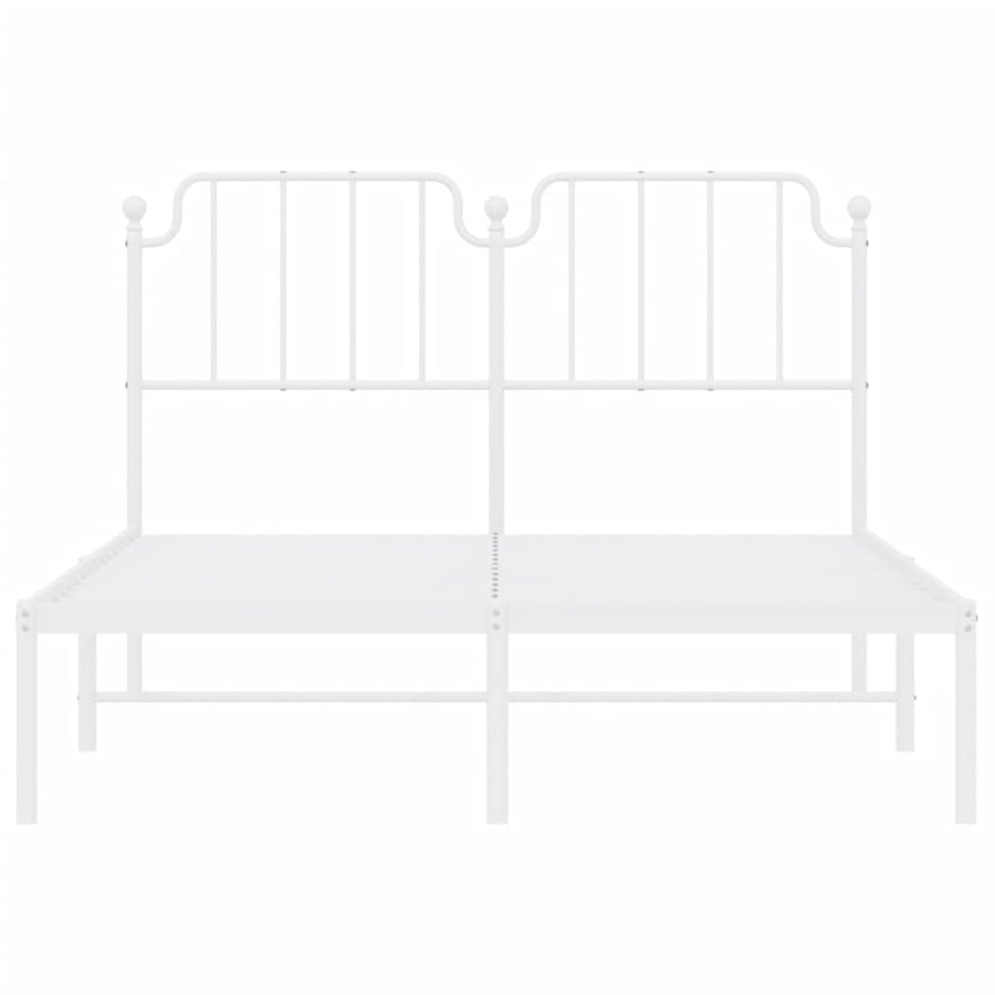 Bedframe Metaal 135 x 190 cm Wit met hoofdbord