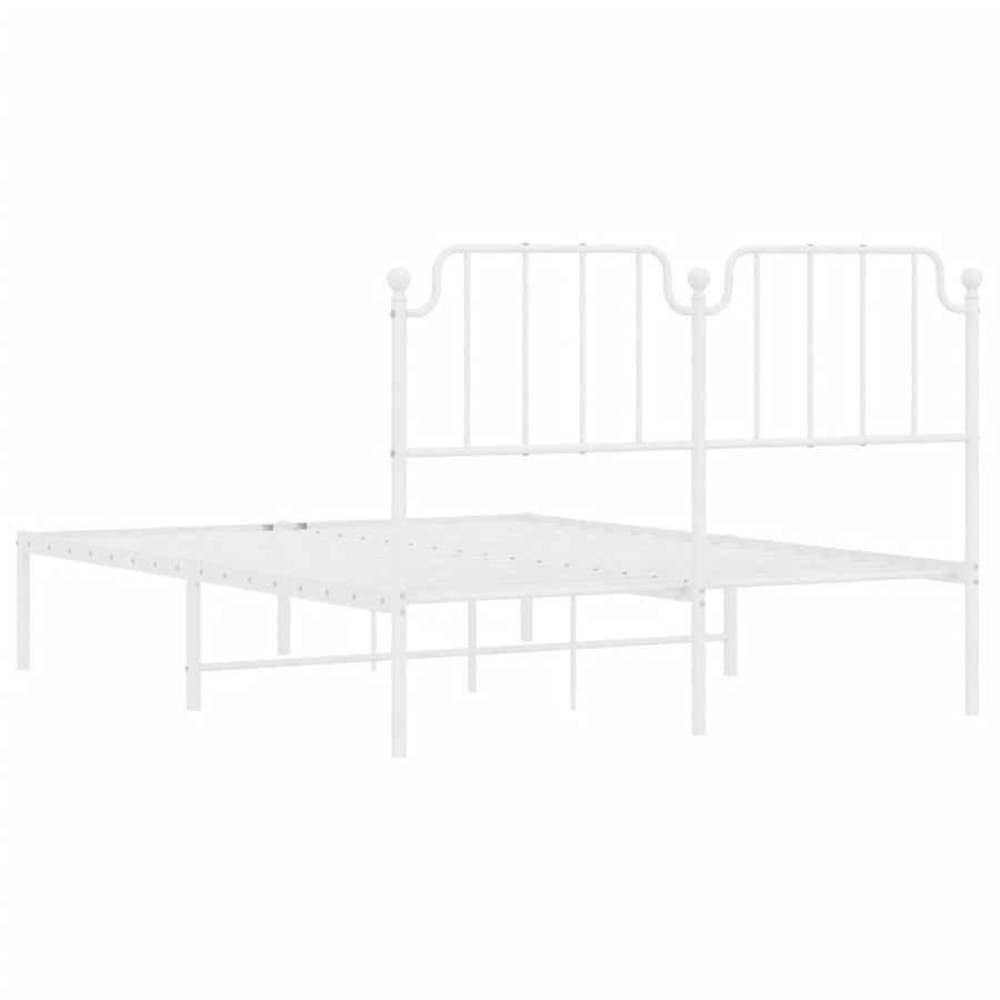 Bedframe Metaal 135 x 190 cm Wit met hoofdbord