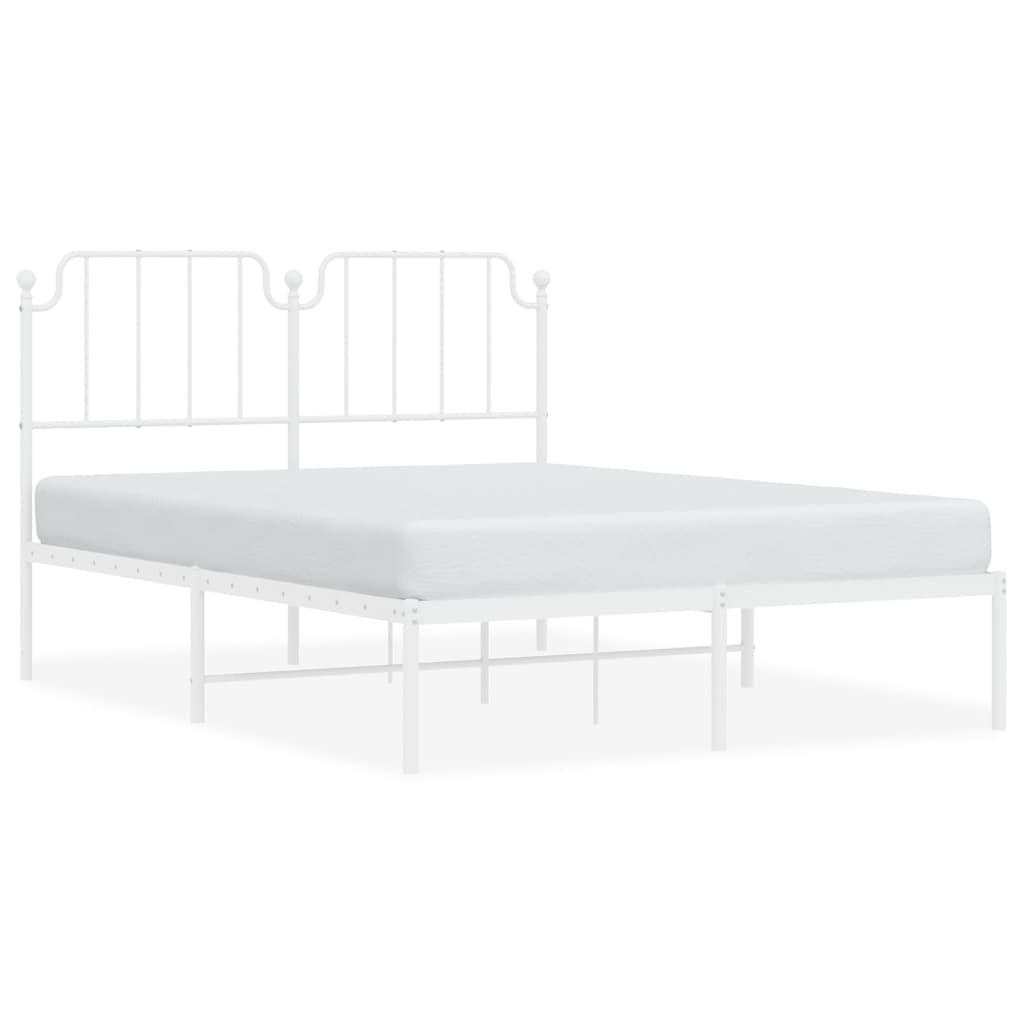 Bedframe Metaal 150 x 200 cm Wit met hoofdbord