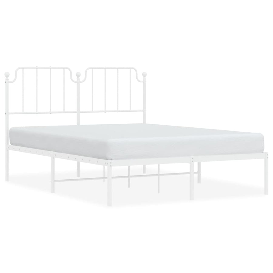 Bedframe Metaal 150 x 200 cm Wit met hoofdbord