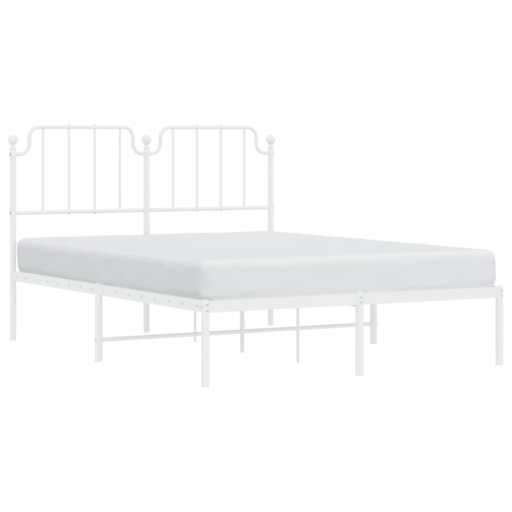 Bedframe Metaal 150 x 200 cm Wit met hoofdbord