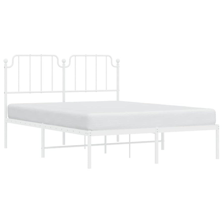 Bedframe Metaal 150 x 200 cm Wit met hoofdbord