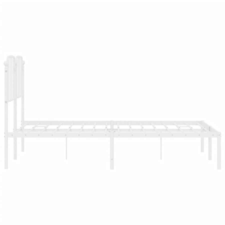 Bedframe Metaal 150 x 200 cm Wit met hoofdbord