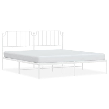 Bedframe Metaal 160 x 200 cm Wit met hoofdbord