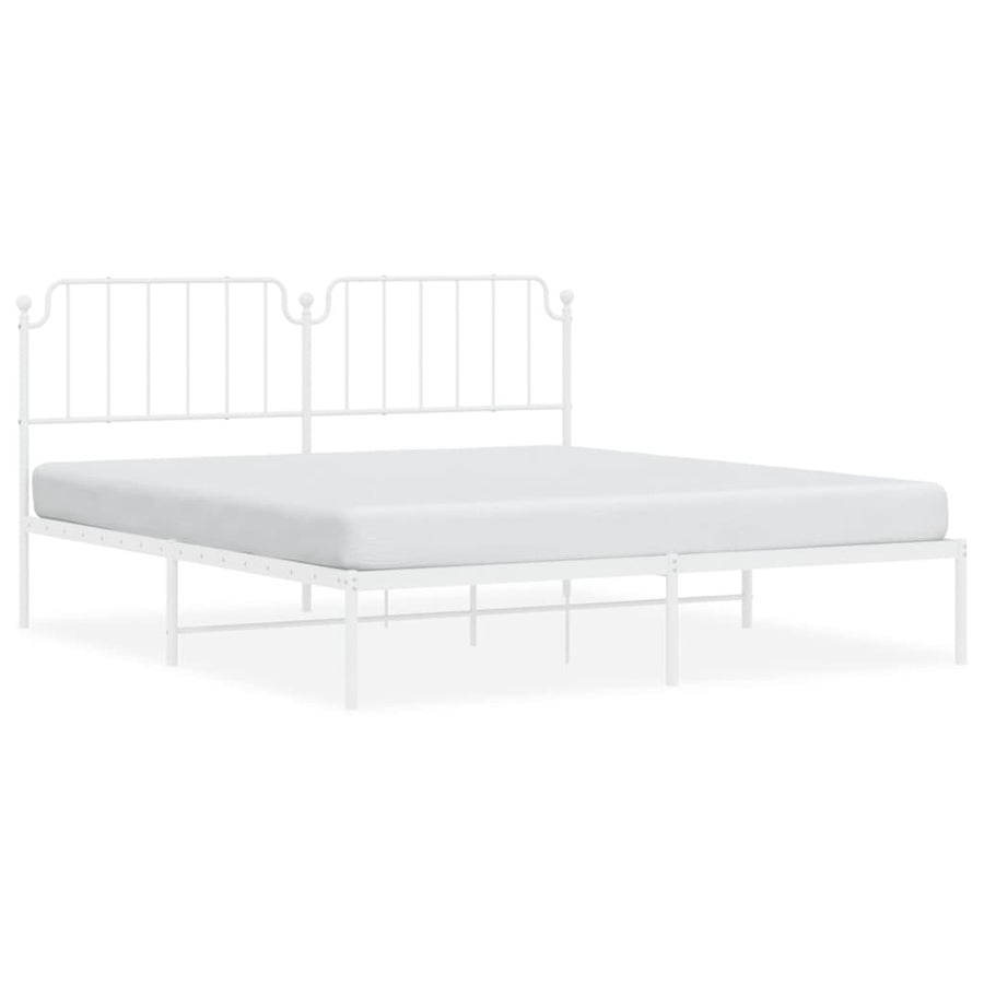Bedframe Metaal 160 x 200 cm Wit met hoofdbord