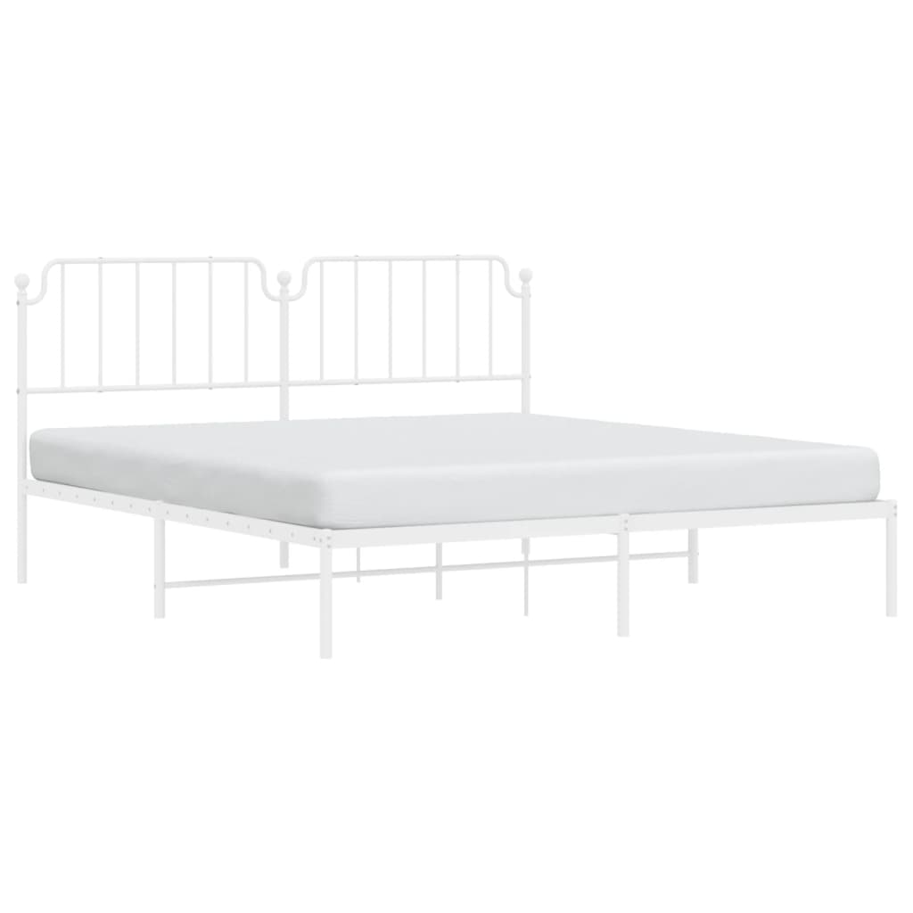 Bedframe Metaal 160 x 200 cm Wit met hoofdbord