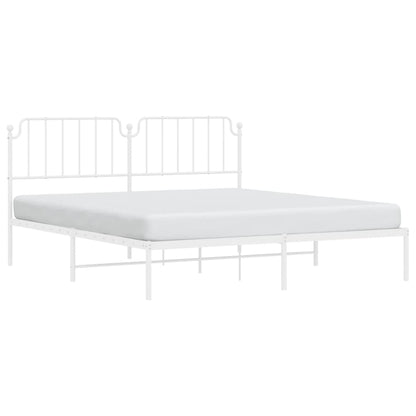 Bedframe Metaal 160 x 200 cm Wit met hoofdbord