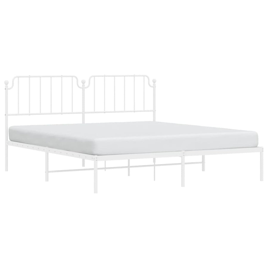 Bedframe Metaal 160 x 200 cm Wit met hoofdbord