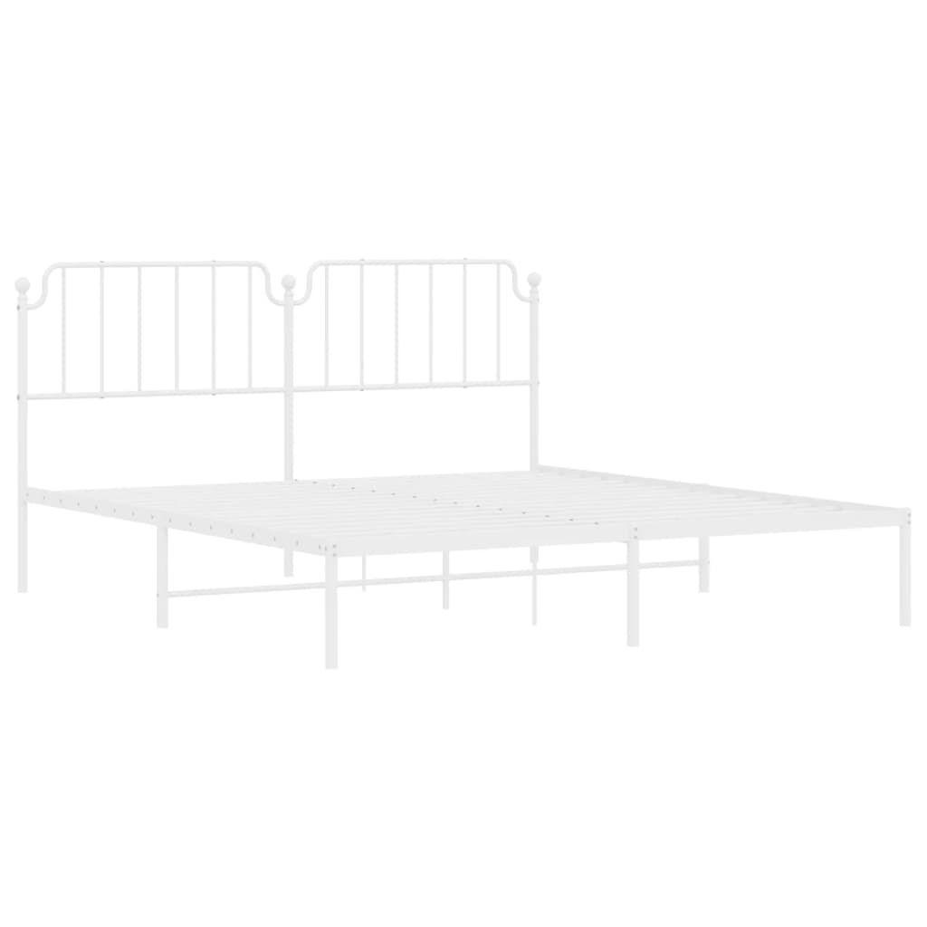 Bedframe Metaal 160 x 200 cm Wit met hoofdbord
