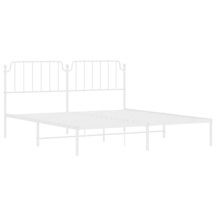 Bedframe Metaal 160 x 200 cm Wit met hoofdbord