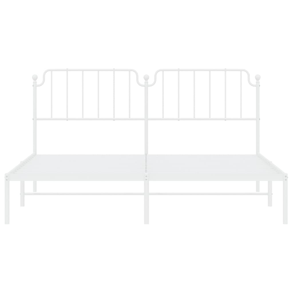 Bedframe Metaal 160 x 200 cm Wit met hoofdbord
