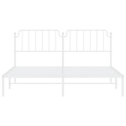 Bedframe Metaal 160 x 200 cm Wit met hoofdbord