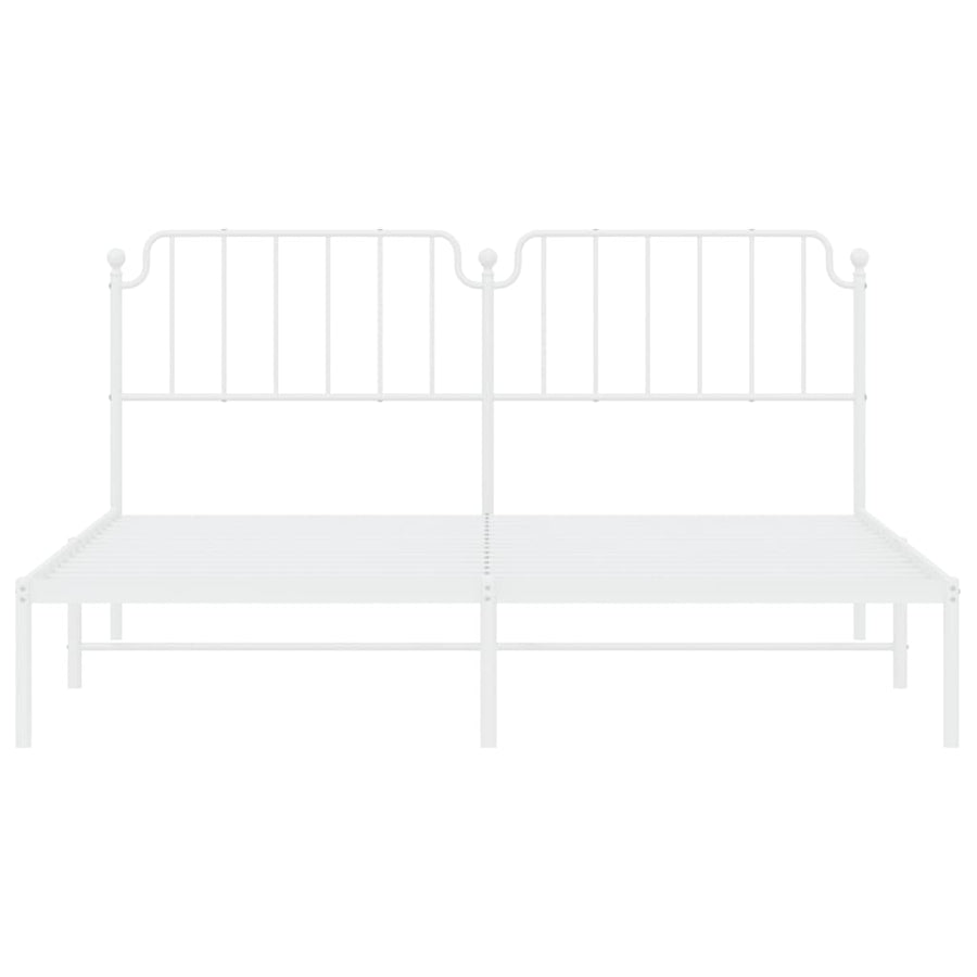 Bedframe Metaal 160 x 200 cm Wit met hoofdbord