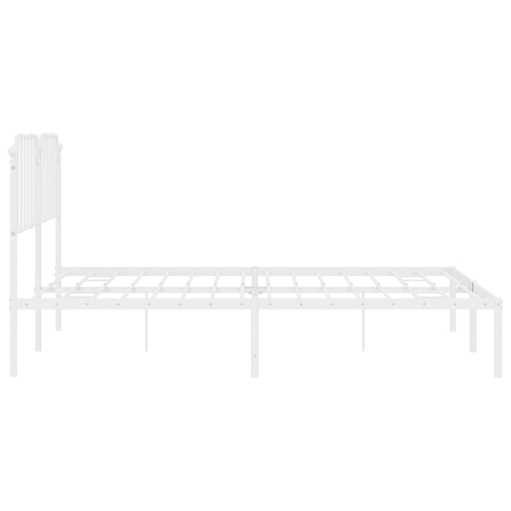 Bedframe Metaal 160 x 200 cm Wit met hoofdbord