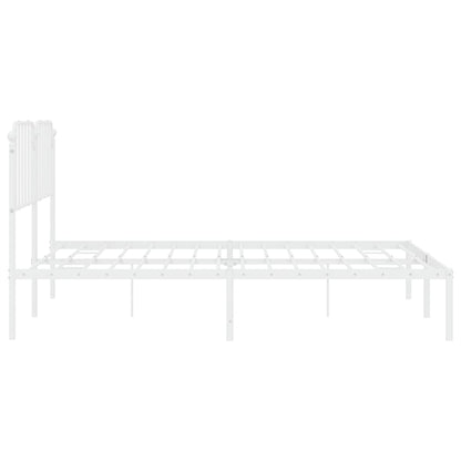 Bedframe Metaal 160 x 200 cm Wit met hoofdbord