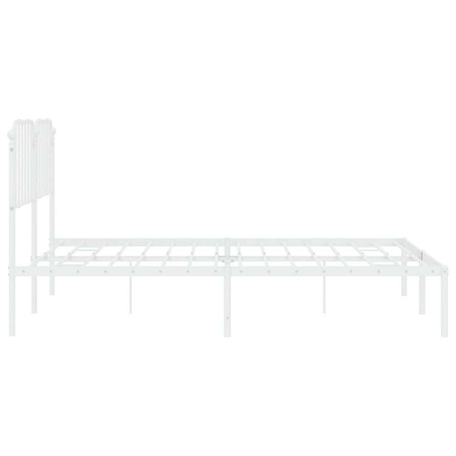 Bedframe Metaal 160 x 200 cm Wit met hoofdbord