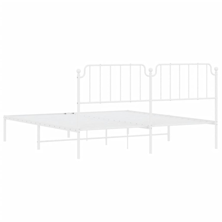 Bedframe Metaal 160 x 200 cm Wit met hoofdbord
