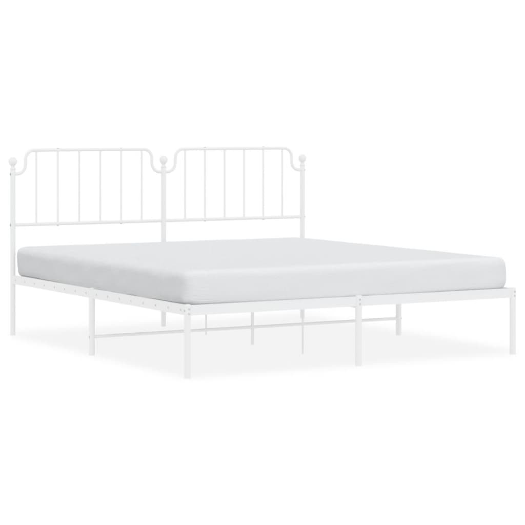 Bedframe Metaal 183 x 213 cm Wit met hoofdbord
