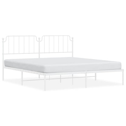 Bedframe Metaal 183 x 213 cm Wit met hoofdbord
