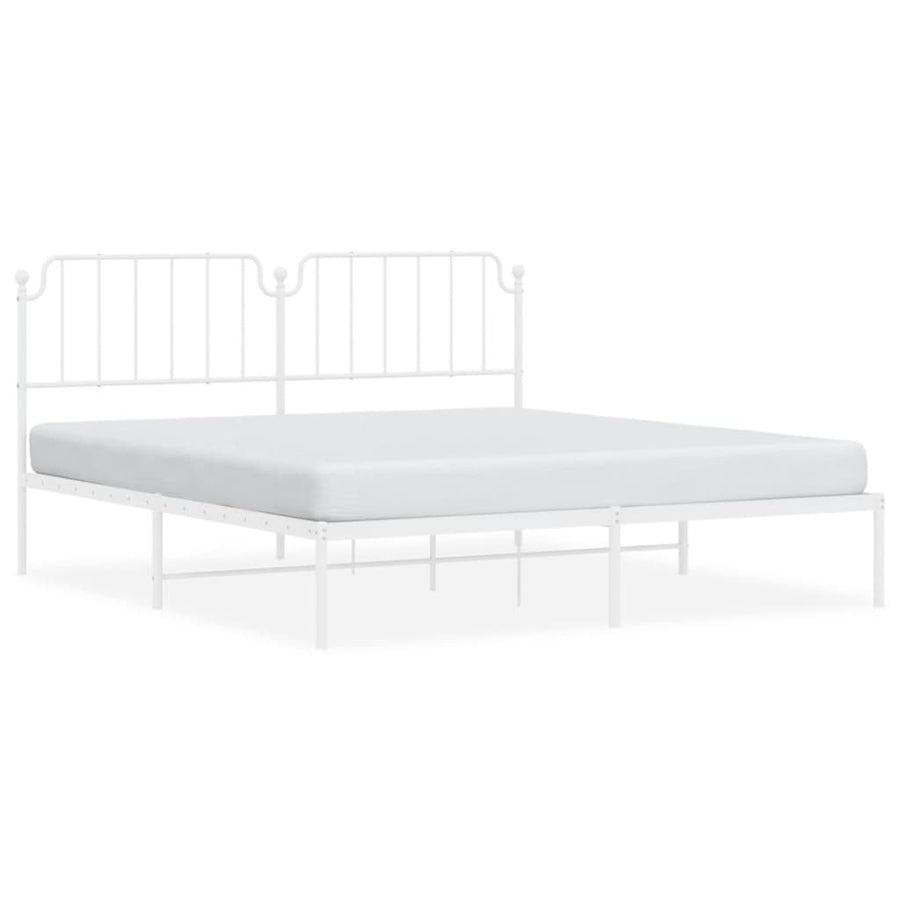 Bedframe Metaal 183 x 213 cm Wit met hoofdbord