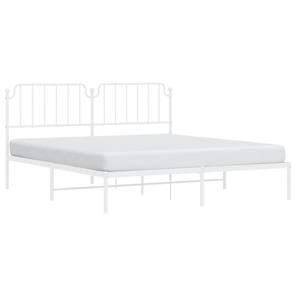 Bedframe Metaal 183 x 213 cm Wit met hoofdbord
