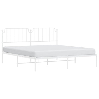 Bedframe Metaal 183 x 213 cm Wit met hoofdbord