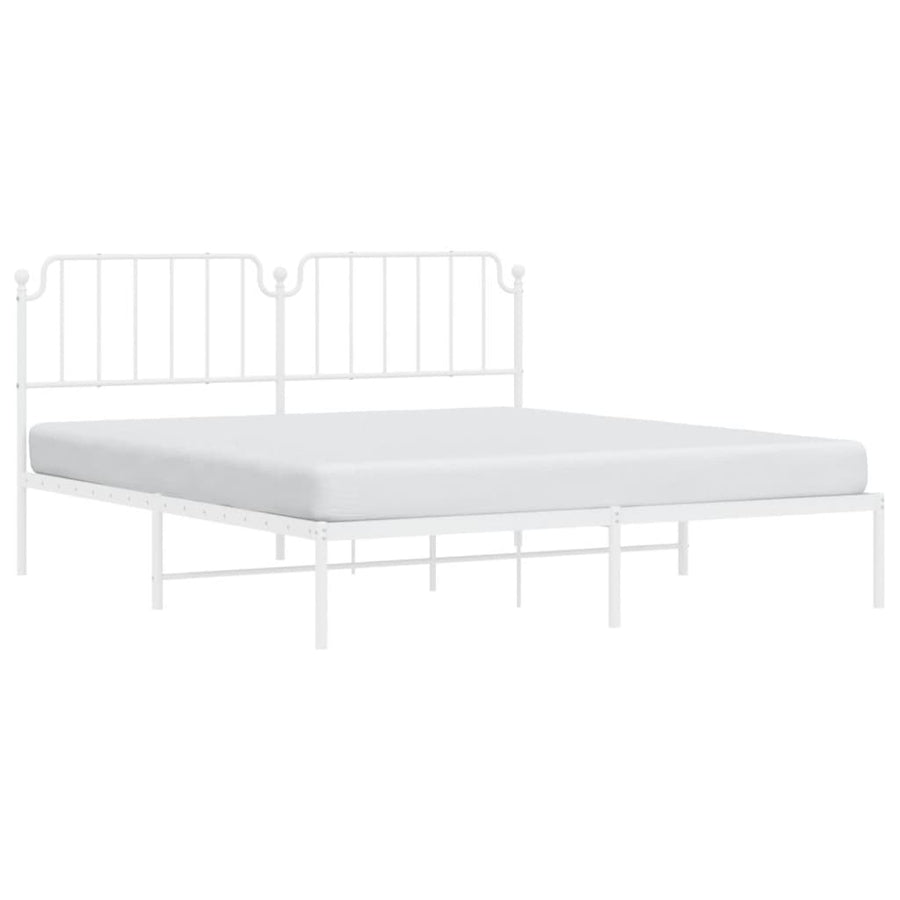 Bedframe Metaal 183 x 213 cm Wit met hoofdbord