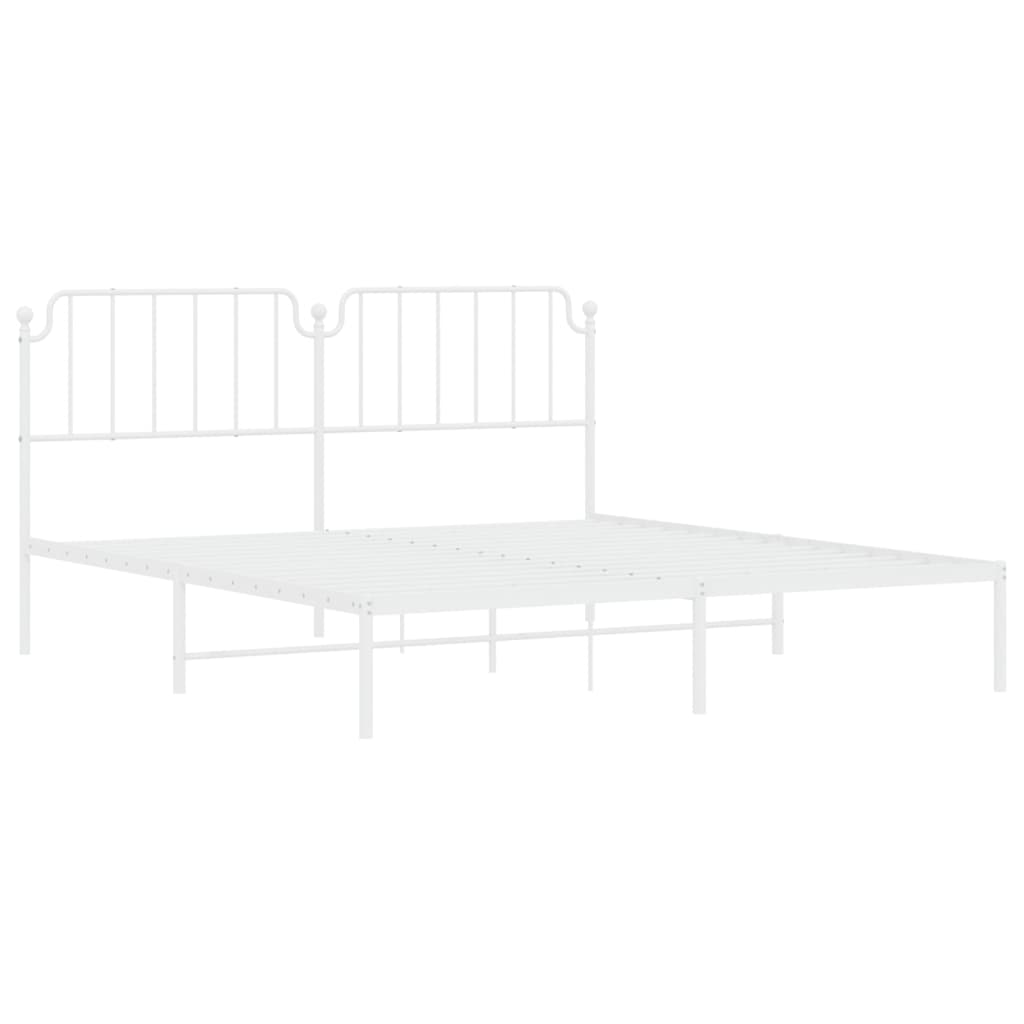 Bedframe Metaal 183 x 213 cm Wit met hoofdbord