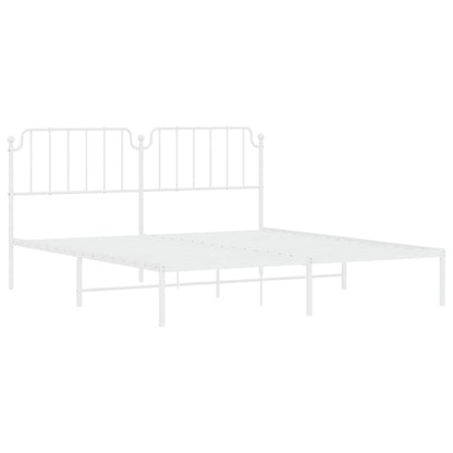 Bedframe Metaal 183 x 213 cm Wit met hoofdbord