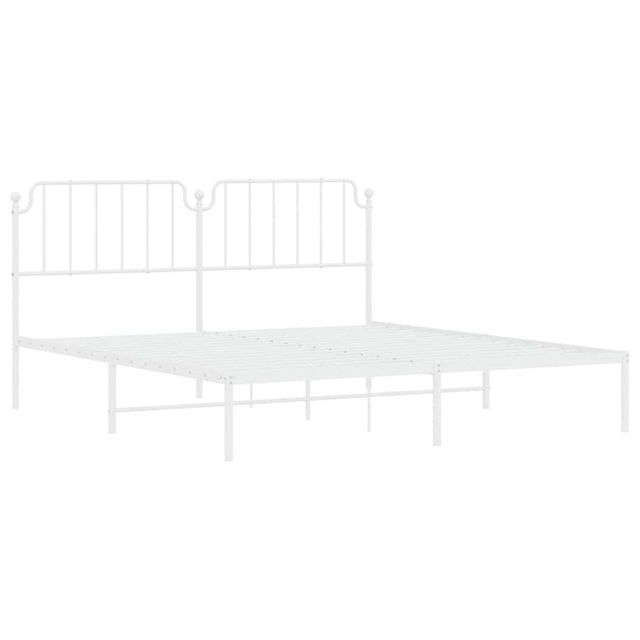 Bedframe Metaal 183 x 213 cm Wit met hoofdbord