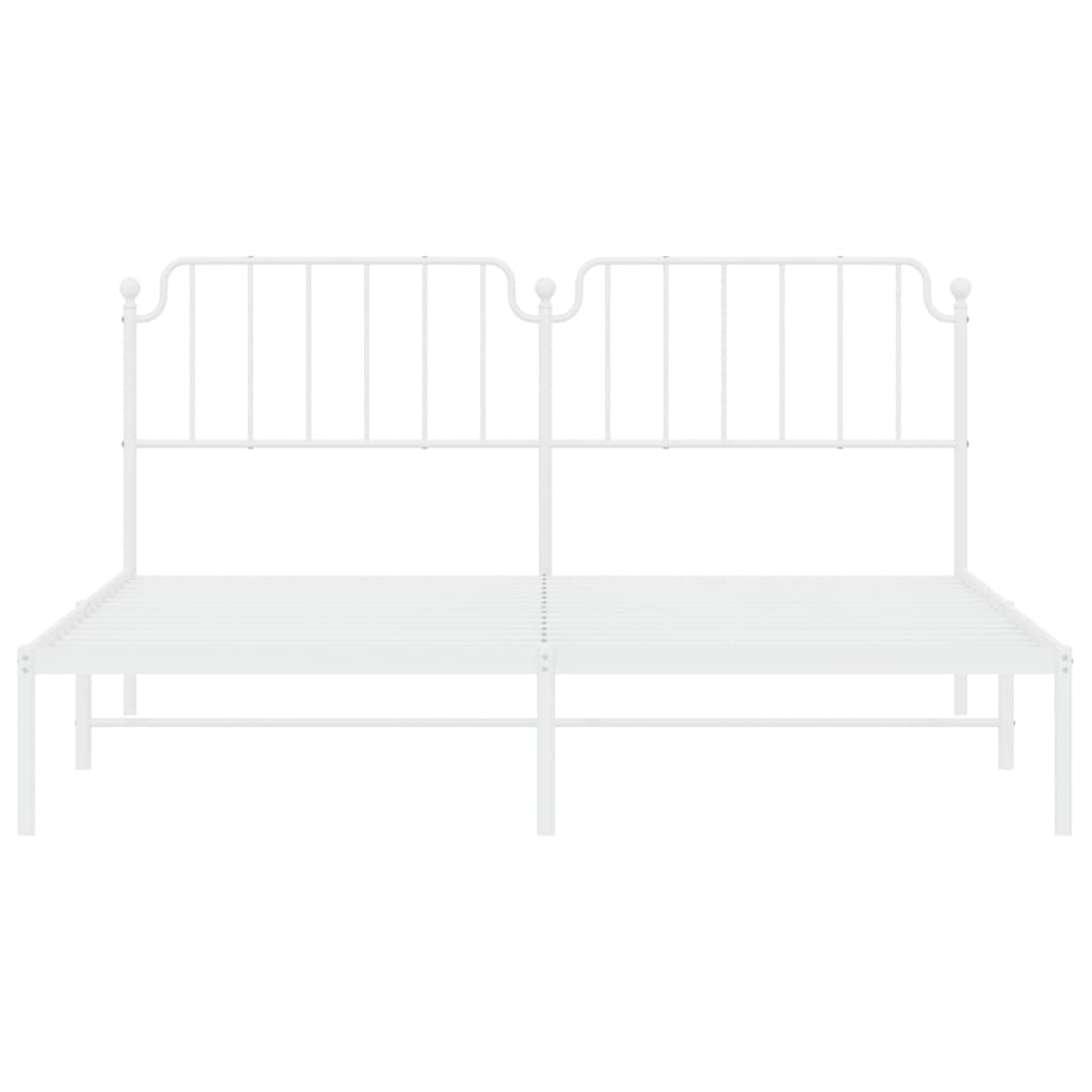 Bedframe Metaal 183 x 213 cm Wit met hoofdbord