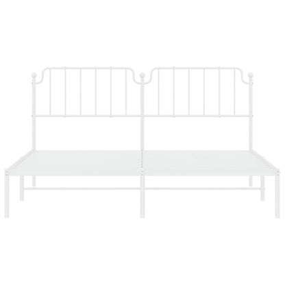 Bedframe Metaal 183 x 213 cm Wit met hoofdbord