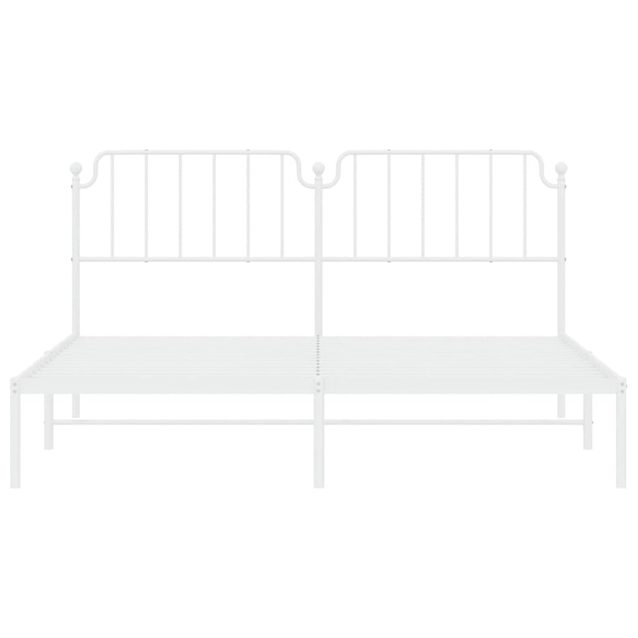 Bedframe Metaal 183 x 213 cm Wit met hoofdbord