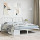 Bedframe metaal wit 183x213 cm met hoofdbord
