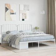 Bedframe metaal wit 183x213 cm met hoofdbord