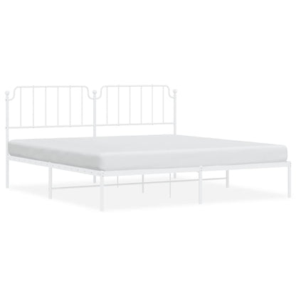 Bedframe Metaal 193 x 203 cm Wit met hoofdbord