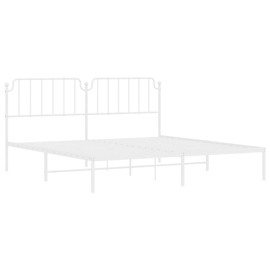 Bedframe Metaal 193 x 203 cm Wit met hoofdbord
