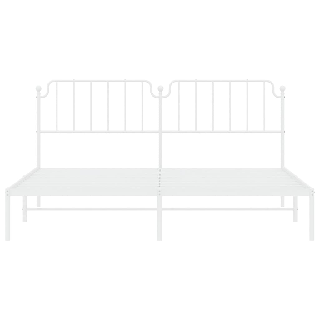 Bedframe Metaal 193 x 203 cm Wit met hoofdbord