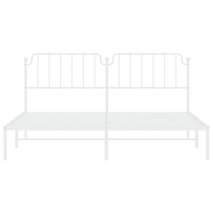 Bedframe Metaal 193 x 203 cm Wit met hoofdbord