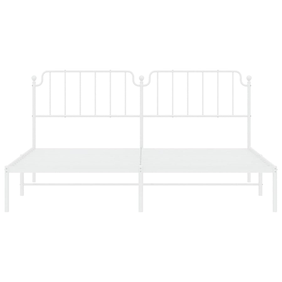 Bedframe Metaal 193 x 203 cm Wit met hoofdbord