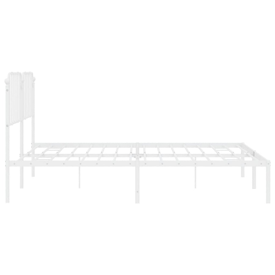 Bedframe Metaal 193 x 203 cm Wit met hoofdbord