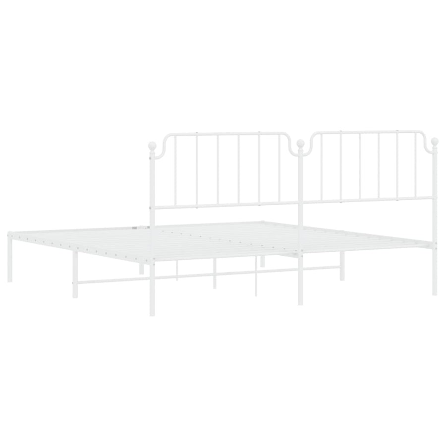Bedframe Metaal 193 x 203 cm Wit met hoofdbord
