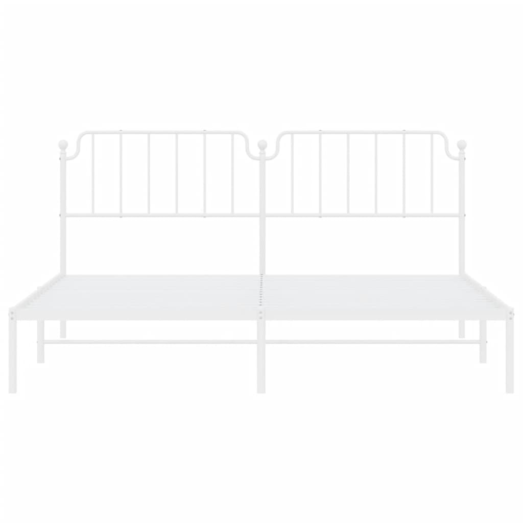 Bedframe Metaal 200 x 200 cm Wit met hoofdbord