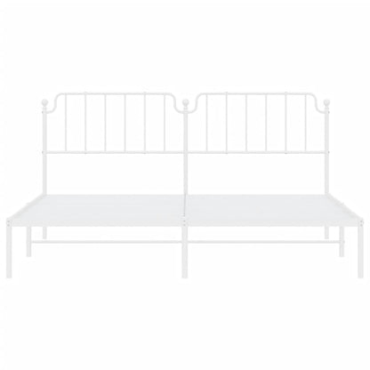 Bedframe Metaal 200 x 200 cm Wit met hoofdbord