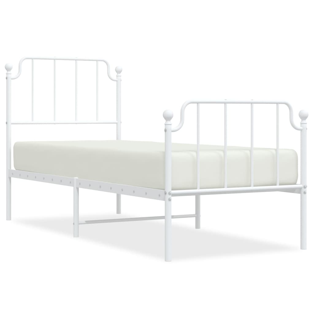 Bedframe Met Hoofd- En Voeteneinde Metaal 75 x 190 cm Wit met hoofdbord & voetbord