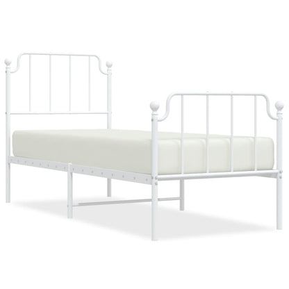 Bedframe Met Hoofd- En Voeteneinde Metaal 75 x 190 cm Wit met hoofdbord & voetbord